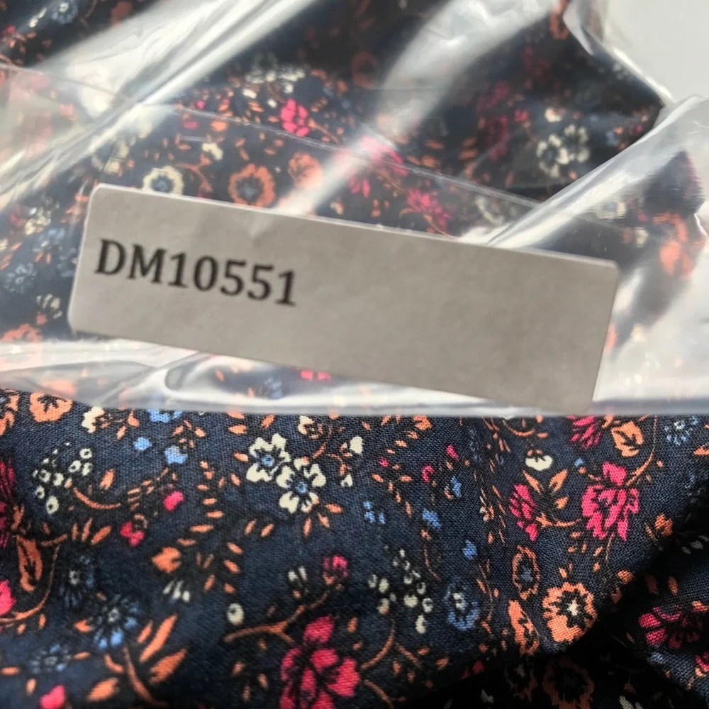 J CREW NAVY FLORAL SHIRT POPLIN LONG SLEEVE BUTTON MENS LARGE